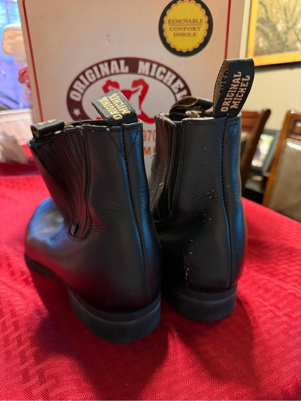 Michel Black Leather Charro Boots for Men